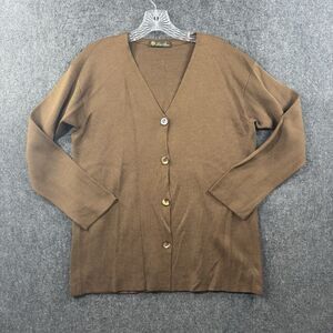 Loro Piana Cardigan Women's 42 Brown 100% Silk Made in Italy